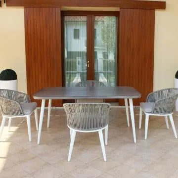 Tavolo Granada - Alluminio Bianco con Piano Grigio 160x90 cm