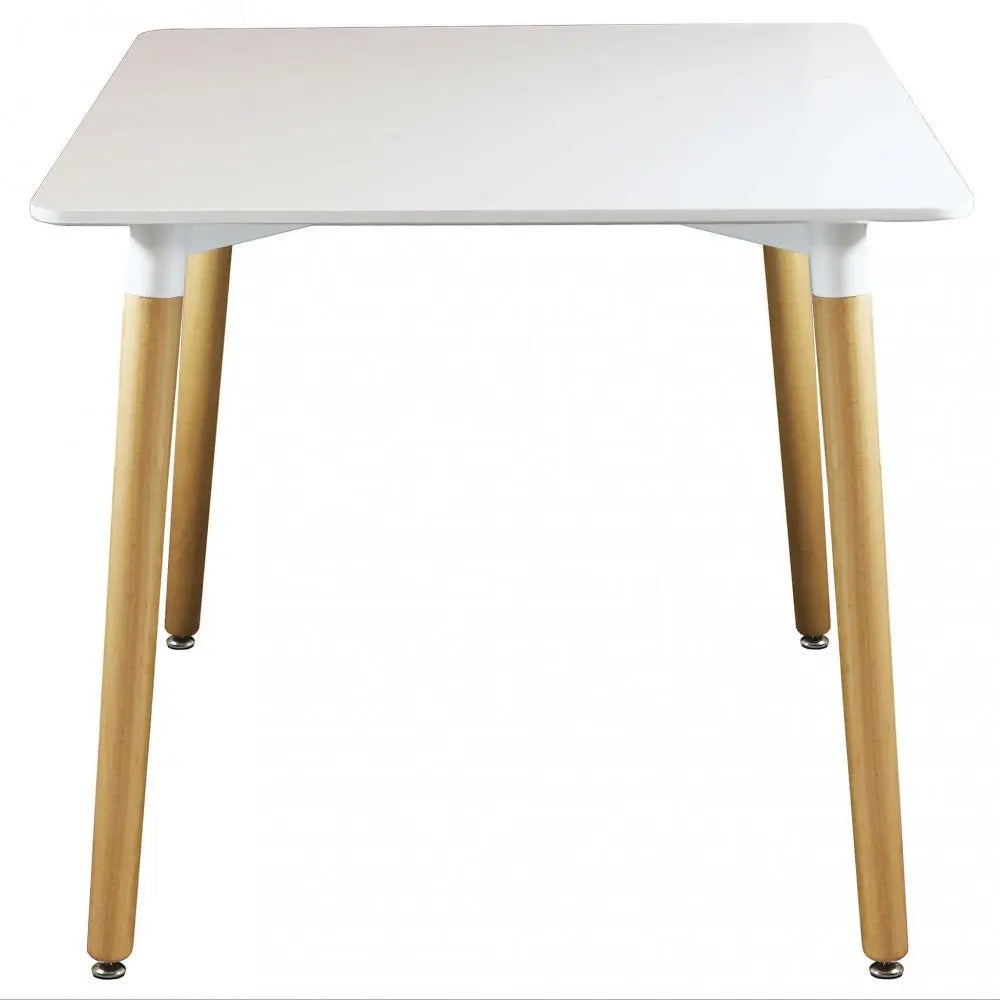Tavolo Lione 80x80 - Piano in ABS Bianco con gambe in legno