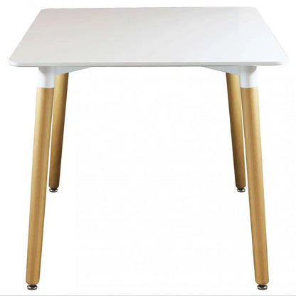 Tavolo Lione 80x80 - Piano in ABS Bianco con gambe in legno