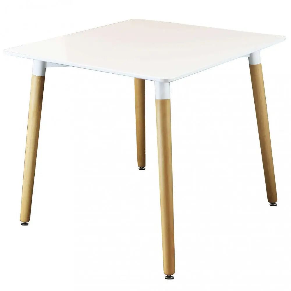 Tavolo Lione 80x80 - Piano in ABS Bianco con gambe in legno