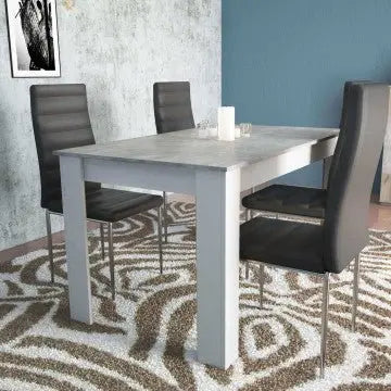 Tisch Pepper Weiß und Grau Zementoptik – Maße: 138 x 80 x 75 cm (B x T x H)