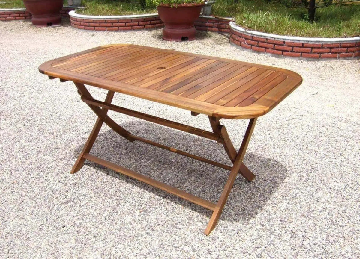 Tavolo pieghevole in legno di Acacia 150 x 80