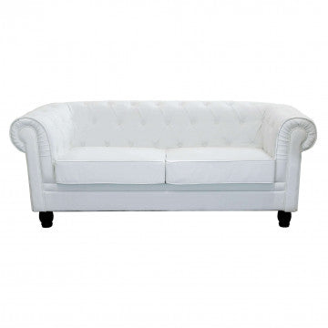 Chesterfield Sofa aus weißem oder braunem Vintage-Kunstleder, 2- oder 3-Sitzer