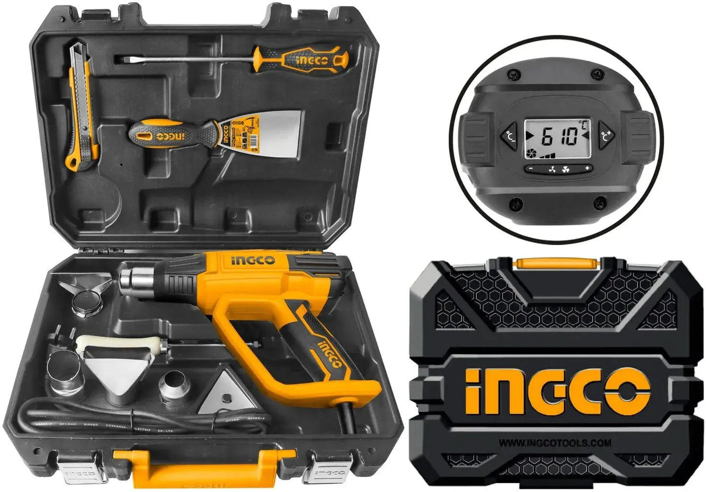 Termosoffiatore incgo pro 2000w con valigetta e accessori ingco