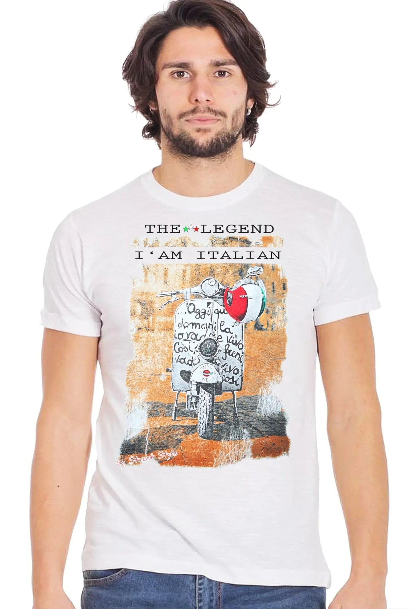 The Legend Vespa - T-Shirt Uomo 100% Cotone Fiammato