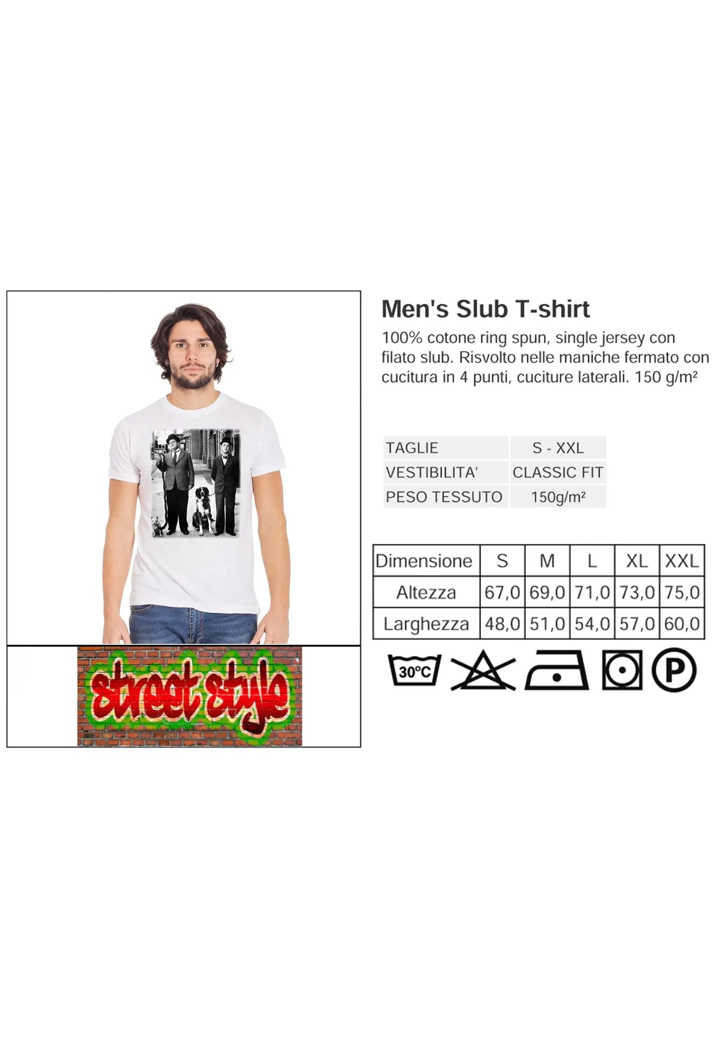 Street Style T-shirt Stanlio e Olio – Cotone Fiammato 100%