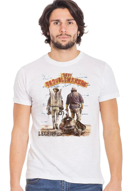 The Troublemakers Bud spencer e Terence hill 18-70-10-2 T-Shirt Urban Men Uomo 100% Cotone Fiammato BS