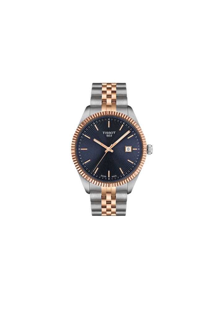 Tissot Ballade 40mm – Herrenuhr mit blauem Zifferblatt und roségoldfarbener PVD-Stahlhülle | T156.410.22.041.00