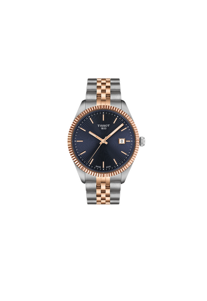 Tissot Ballade 40mm – Herrenuhr mit blauem Zifferblatt und roségoldfarbener PVD-Stahlhülle | T156.410.22.041.00