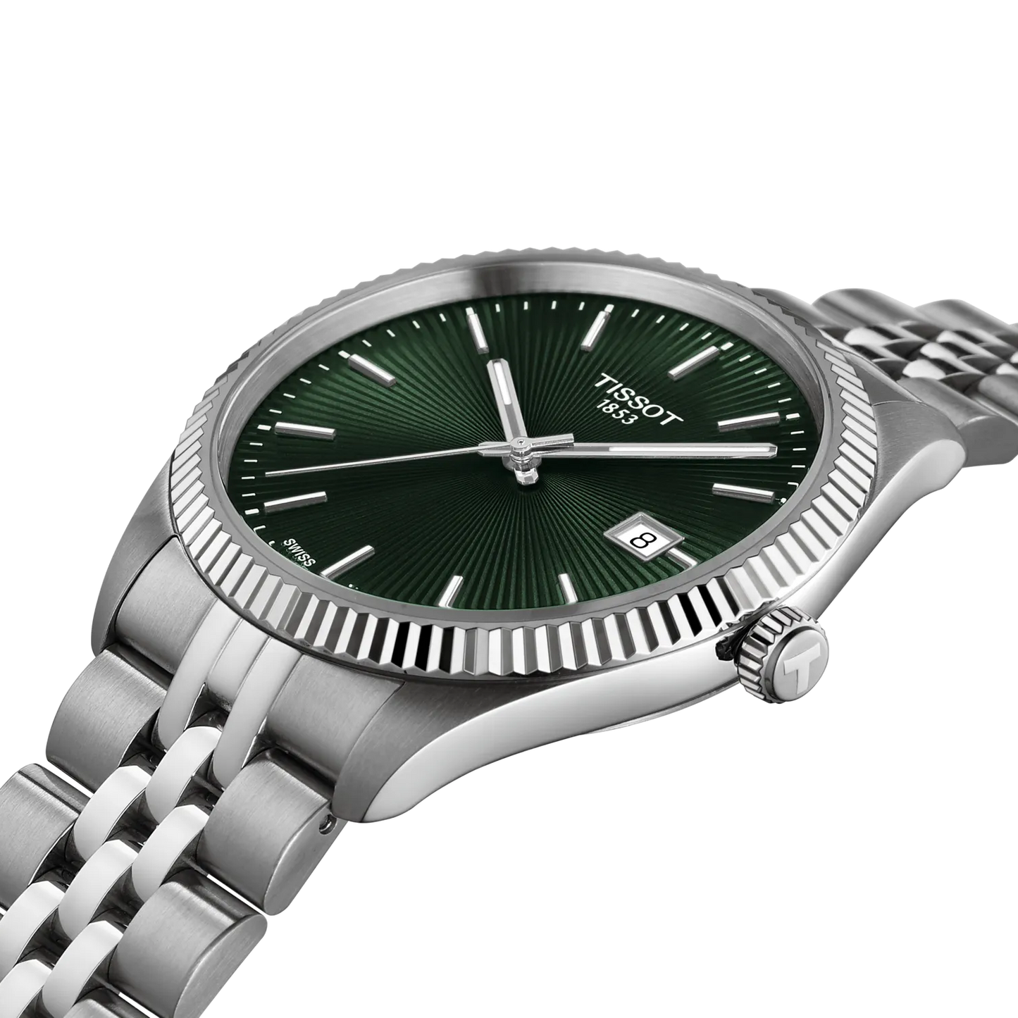 Tissot Ballade 40mm Quarz Herrenuhr – Grünes Zifferblatt, Edelstahlarmband, Swiss Made – Code T156.410.11.091.00