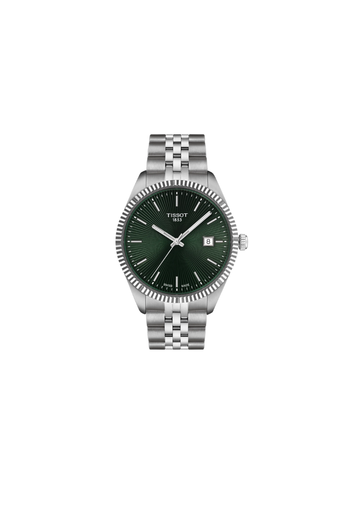 Tissot Ballade 40mm Quarz Herrenuhr – Grünes Zifferblatt, Edelstahlarmband, Swiss Made – Code T156.410.11.091.00