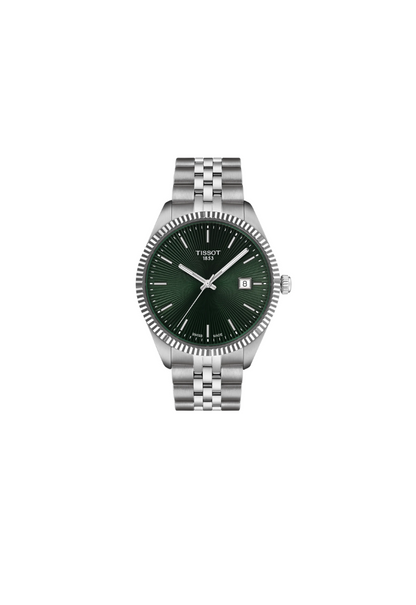 Tissot Ballade 40mm Quarz Herrenuhr – Grünes Zifferblatt, Edelstahlarmband, Swiss Made – Code T156.410.11.091.00