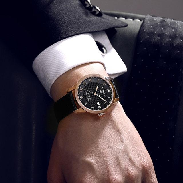 Tissot Le Locle Automatic Swiss Made Schwarz Roségold 39.3mm Lederarmband – T006.407.36.053.00