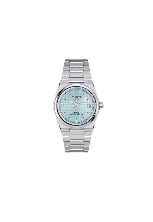 Tissot PRX 35mm – Orologio Automatico Swiss Made, Quadrante Azzurro Ghiaccio, Acciaio, Ref. T137.207.11.351.00