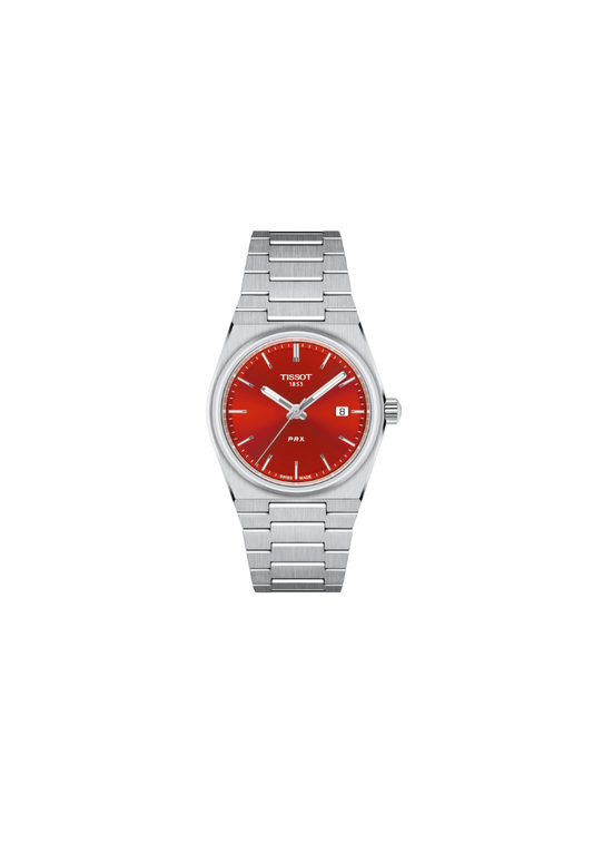 Tissot PRX 35mm – Orologio Quarzo Swiss Made, Quadrante Rosso, Acciaio, Ref. T137.210.11.421.00