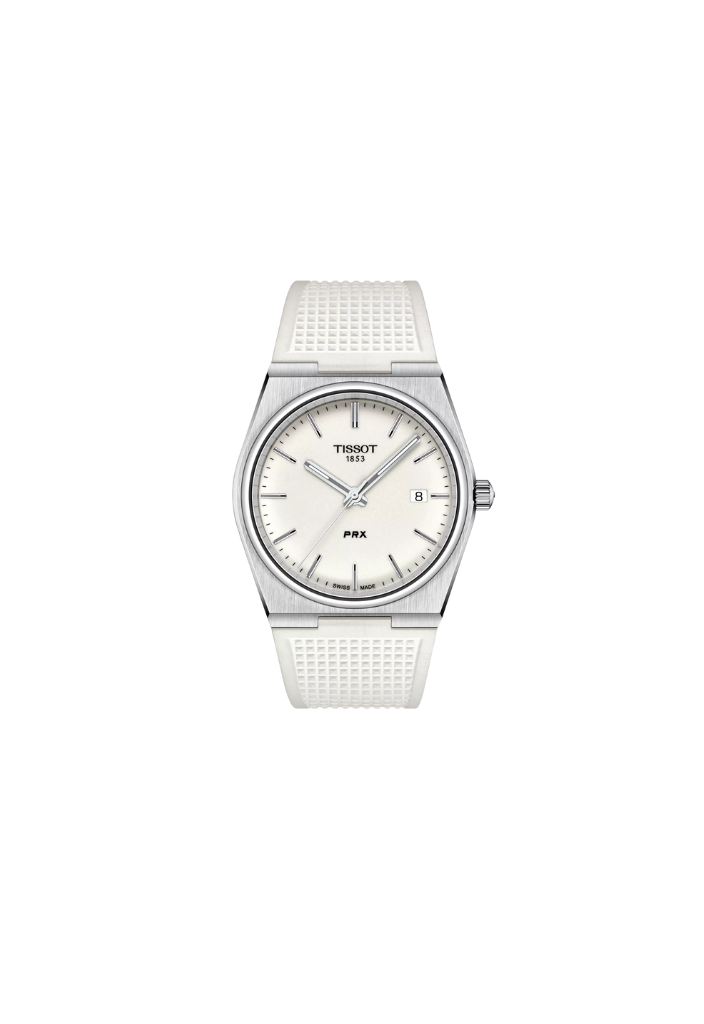 Tissot PRX 40mm Quarz Swiss Made T137.410.17.011.00 Herrenuhr Weißes Zifferblatt Weißes Kautschukarmband