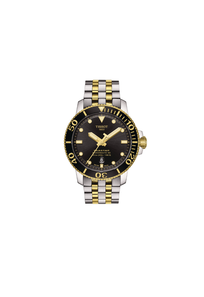 Tissot Seastar 1000 Automatic – Swiss Made, Schwarz und Gold, 43mm, Ref. T120.407.22.051.00
