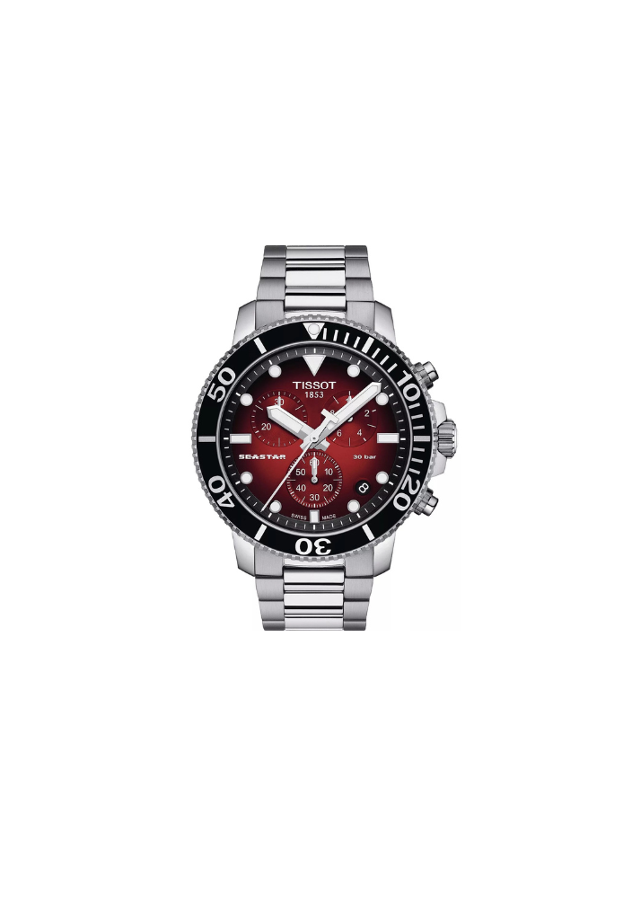 Tissot Seastar 1000 Chronograph – Swiss Made Quarz – Rot schattiert – 45,5mm – T120.417.11.421.00