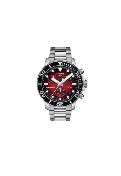Tissot Seastar 1000 Chronograph – Swiss Made Quarz – Rot schattiert – 45,5mm – T120.417.11.421.00