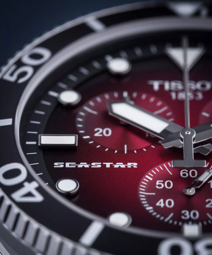 Tissot Seastar 1000 Chronograph – Swiss Made Quarz – Rot schattiert – 45,5mm – T120.417.11.421.00
