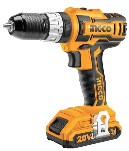 Trapano avvitatore a percussione batteria litio 20v con doppia batteria e 50 accessori ingco