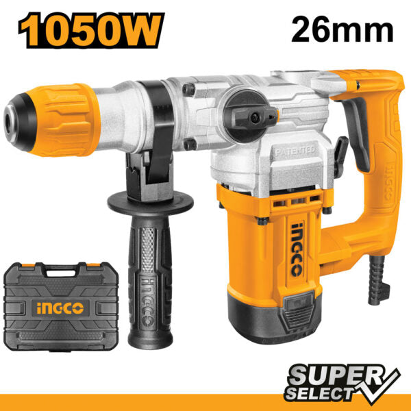 Bohrhammer-Meißelhammer 1050W Ingco mit Koffer und Zubehör