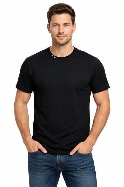 Trez T-shirt Uomo Cotone Fiammato Nera - M49983/261