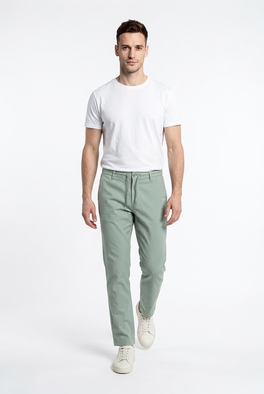 Trez uomo pantalone misto lino PICCHIOB-2211 M50186 781 Verde