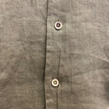 Trez camicia manica corta da uomo in lino con collo careano Comix M47655 143 verde oliva