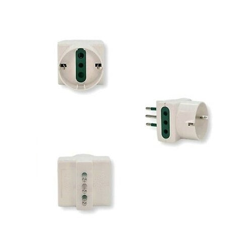 10pz ADATTATORE TRIPLA SPINA S11 P30 10A 2 PRESE BIPASSO 10/16A+ 1 SCHUKO 10/16A