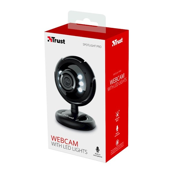 Webcam Trust Spotlight mit internem Mikrofon und LED-Leuchten PC Desktop Skype USB