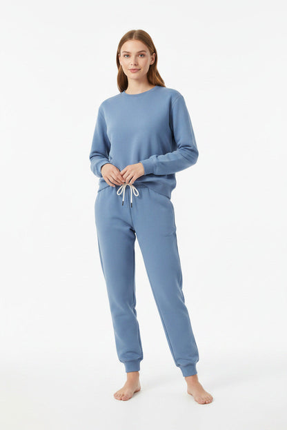 Tuta Donna in Pile Due Pezzi Felpa e Pantaloni Casual Autunno Inverno