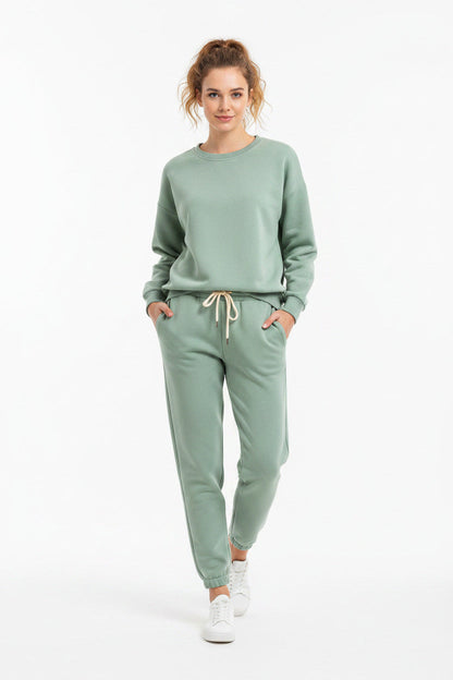 Tuta Donna in Pile Due Pezzi Felpa e Pantaloni Casual Autunno Inverno