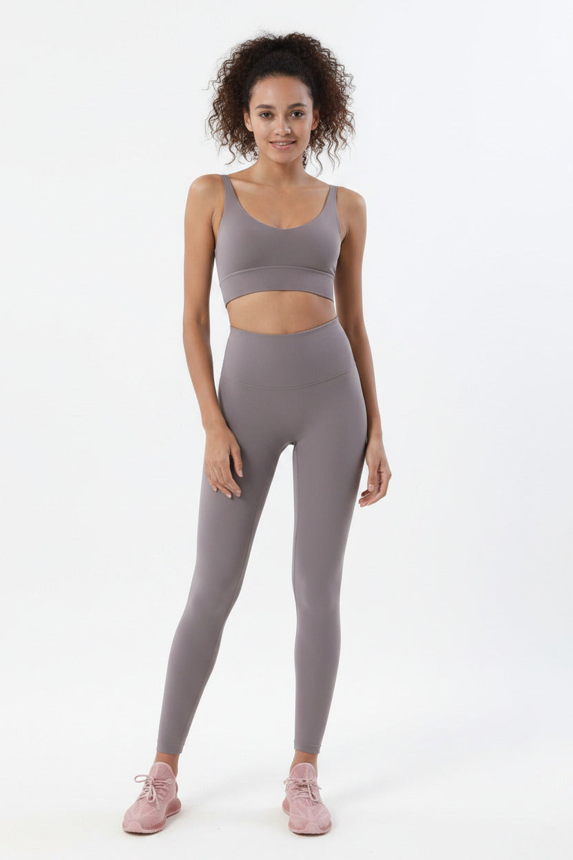 Completo Sportivo Donna 2 Pezzi con Leggings Vita Alta e Reggiseno Sportivo