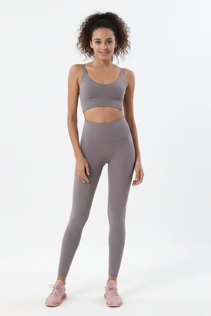 Completo Sportivo Donna 2 Pezzi con Leggings Vita Alta e Reggiseno Sportivo