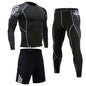 Men's Compression Sports Suit – 3 Piece Fitness Gym Stretch Set