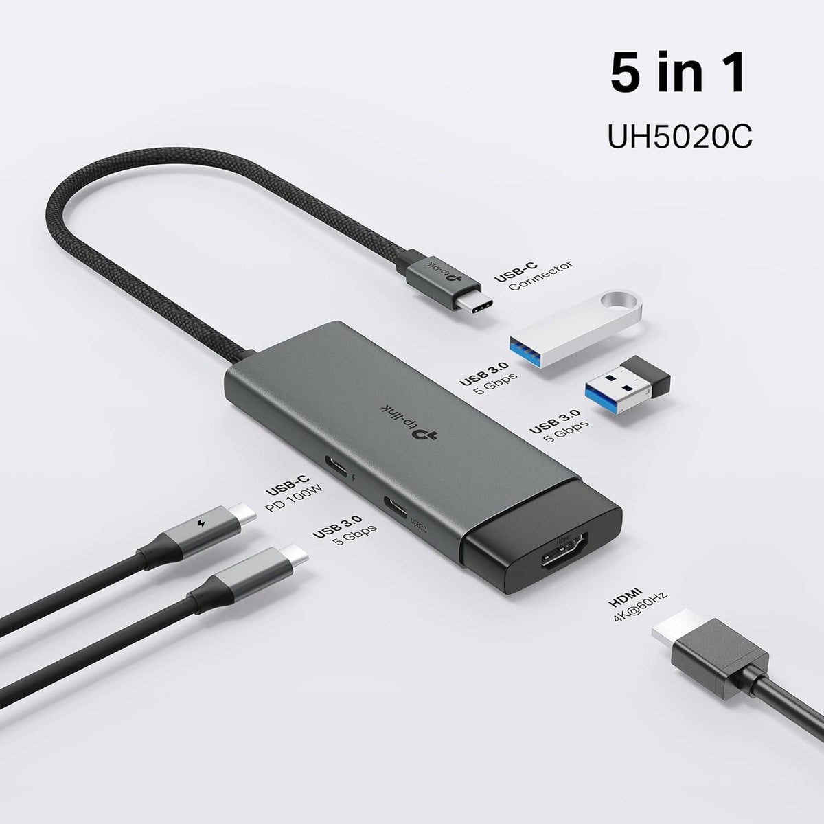 UH5020C Hub USB-C 5 in 1, HDMI 4K@60Hz