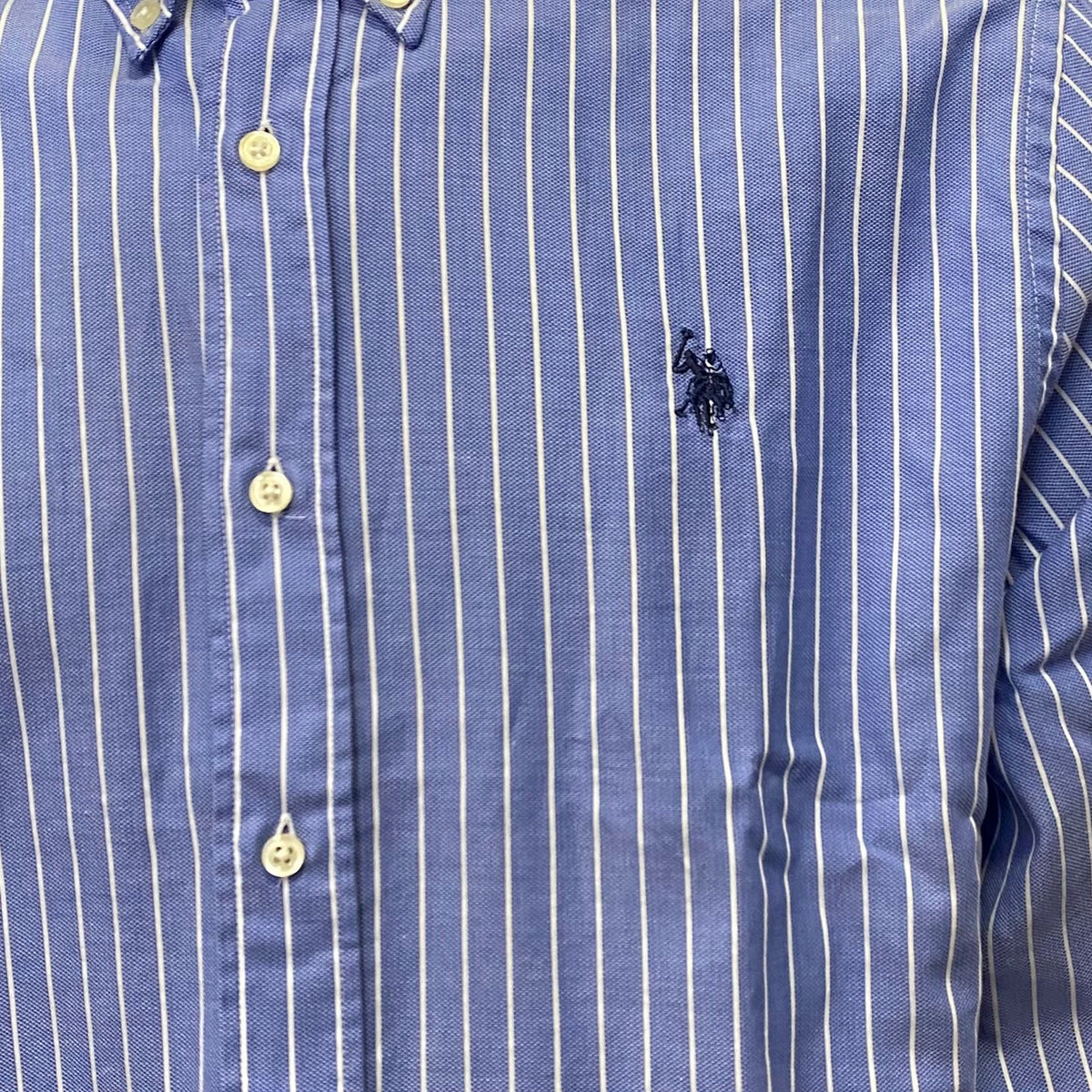 US Polo Assn Men's Long Sleeve Striped Shirt White US40104010 730 Light Blue