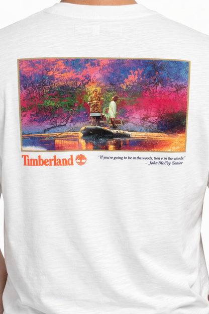 Timberland T-shirt manica corta da uomo con stampa Fishing TB0A5MPG 100 bianca