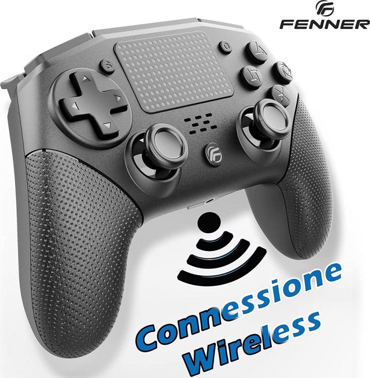 Fenner Controller Per Ps4/Pc (V2) Wireless Joystick Pad Playstation 4 Nero - Dualshock Senza Filo