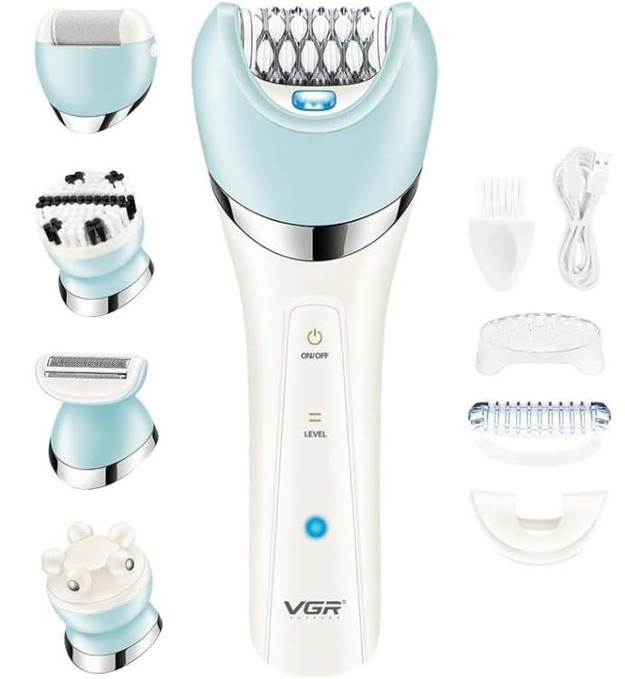 Vgr V-733 Professioneller wiederaufladbarer 6-in-1-Epilierer, wasserdichtes Display