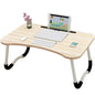 Foldable Bedside Table Breakfast Tray Study PC Laptop Natural Wood