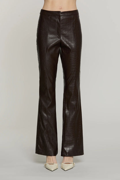 Relish Pantalone DRILLY vita alta zampa con zip ecopelle coccodrillo RDA2607005014 cioccolato