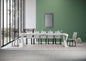 Extendable console table Diago with white frame and iron legs