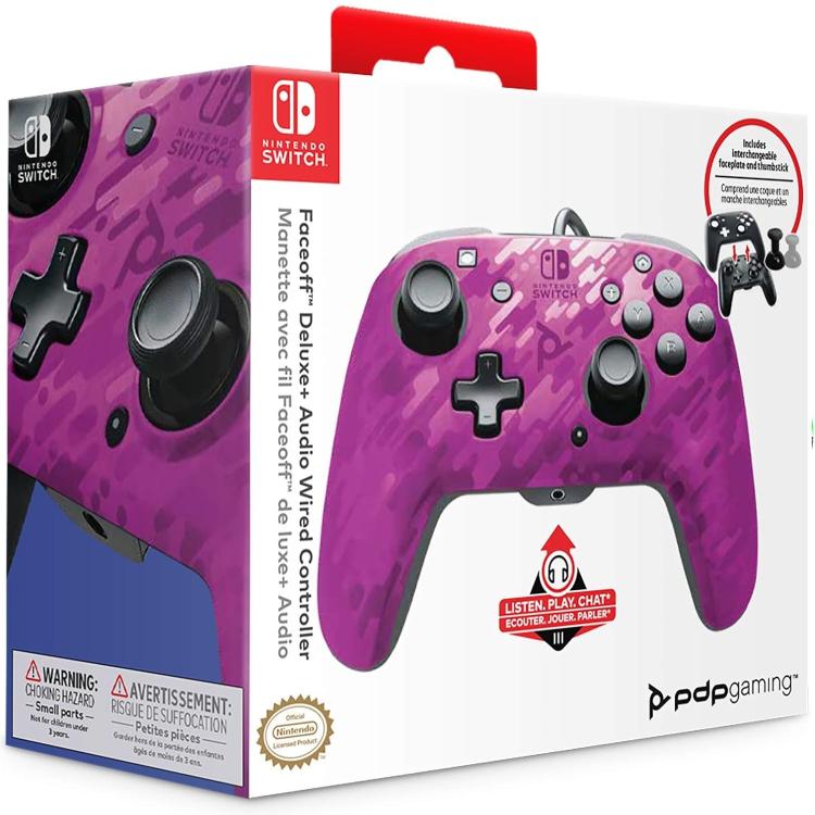 Pdp Wired Controller Nintendo Switch With Wired Cable Faceoff Deluxe Audio Purple