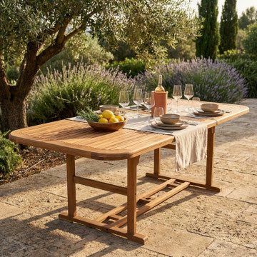 Tavolo rettangolare allungabile 180/240 x 100 cm in legno acacia massiccio