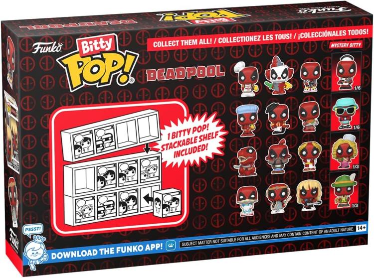 Funko Bitty Pop ! Deadpool Bathtime/Flamengo/Supper Hero 4 Pack Mistery Figure