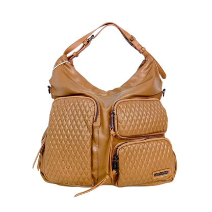 Valentini Borsa Hobo in Ecopelle Marrone con Finiture Argentate