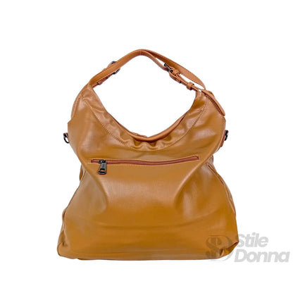 Valentini Borsa Hobo in Ecopelle Marrone con Finiture Argentate