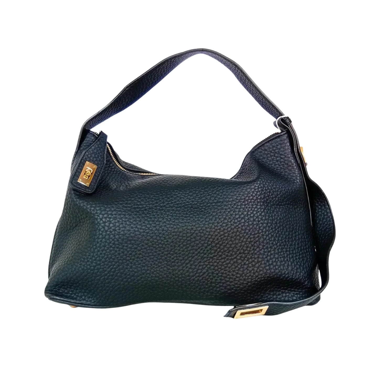 Valentini Borsa Hobo in Ecopelle Nera con Finiture Dorate